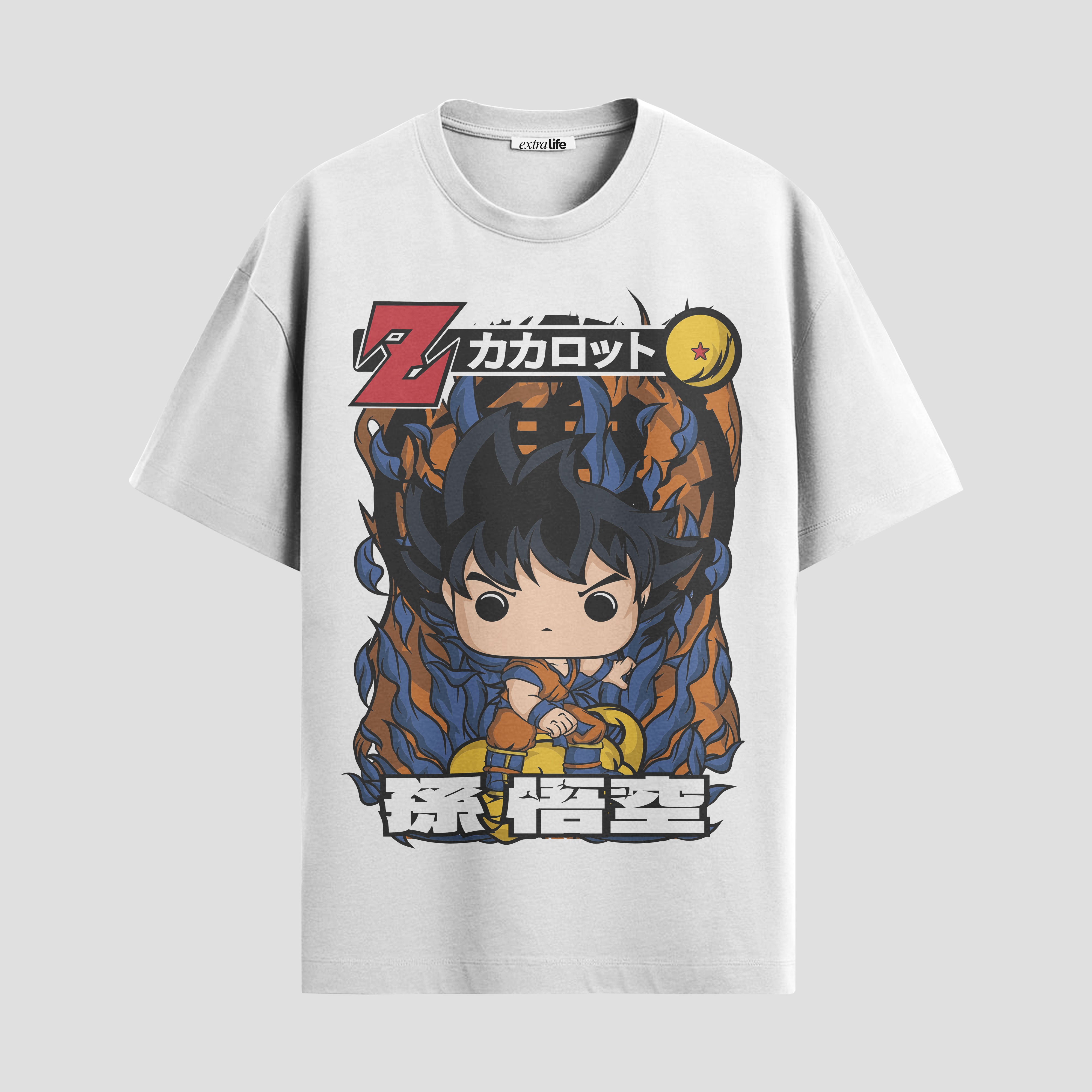 Playera urbana de anime y gaming ExtraLife MX, corte Standard Fit unisex ligero y transpirable en color Deep Black y Pure White, ropa de uso diario para gym y casual.