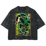 Playera streetwear premium de anime y gaming ExtraLife MX, corte boxy deluxe mineral wash heavyweight en color Acid Wash, moda urbana mexicana de culto.