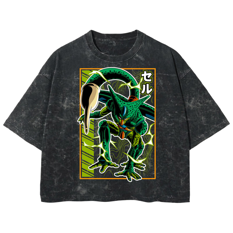Playera streetwear premium de anime y gaming ExtraLife MX, corte boxy deluxe mineral wash heavyweight en color Acid Wash, moda urbana mexicana de culto.