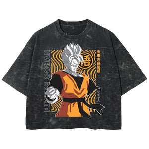 Playera streetwear premium de anime y gaming ExtraLife MX, corte boxy deluxe mineral wash heavyweight en color Acid Wash, moda urbana mexicana de culto.
