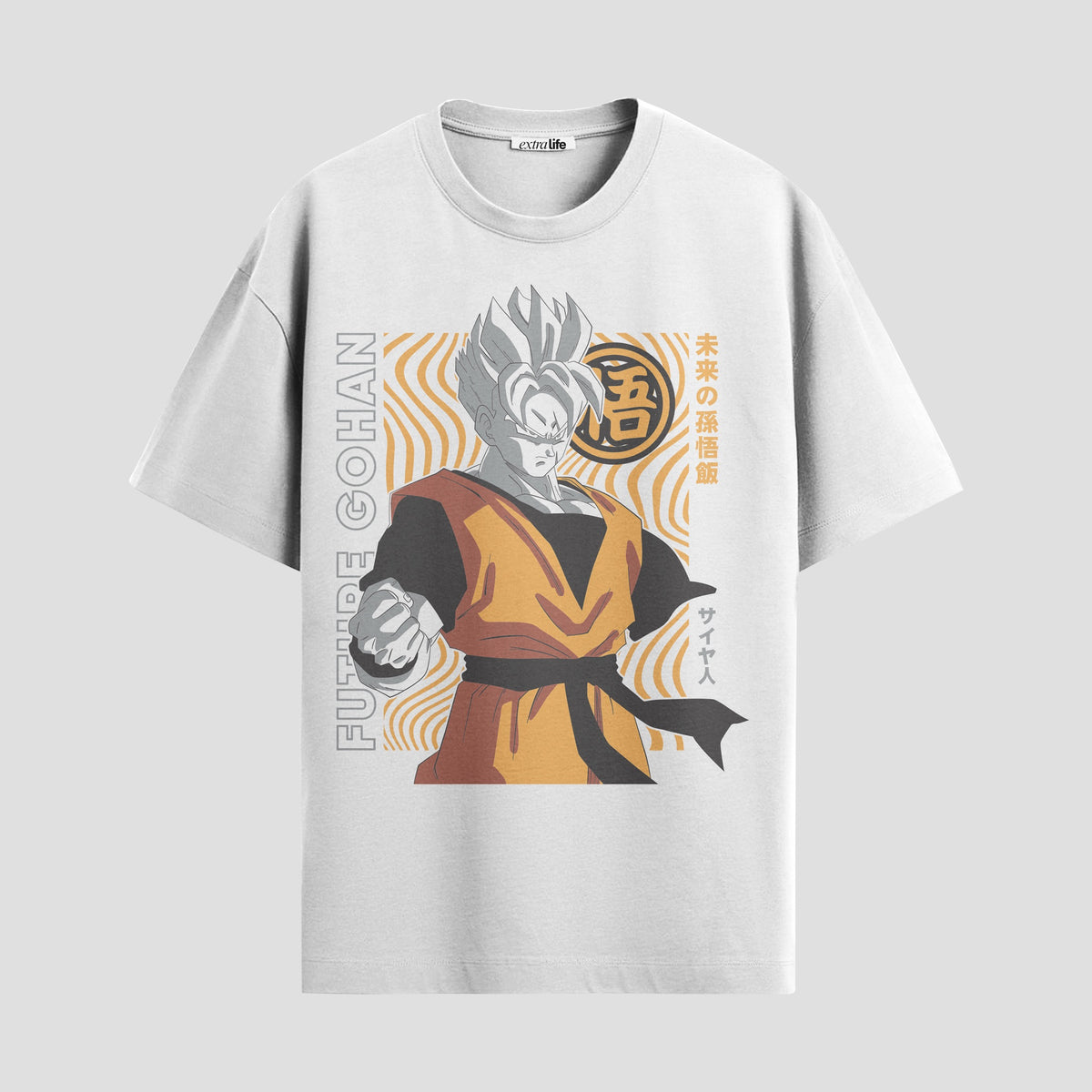 Playera urbana de anime y gaming ExtraLife MX, corte Classic Premium unisex ligero y transpirable en color Deep Black y Pure White, ropa de uso diario para gym y casual.