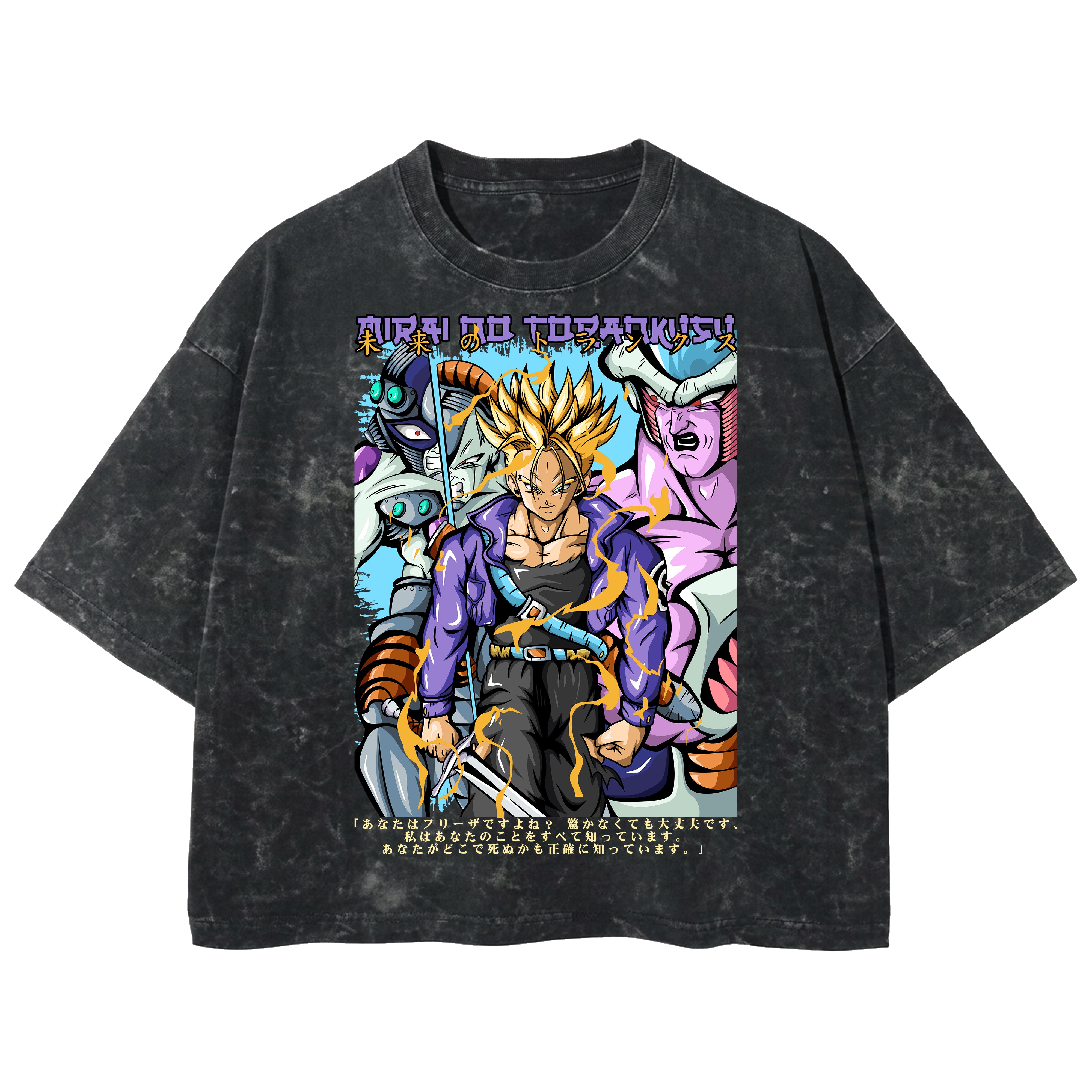 Playera streetwear premium de anime y gaming ExtraLife MX, corte boxy deluxe mineral wash heavyweight en color Acid Wash, moda urbana mexicana de culto.