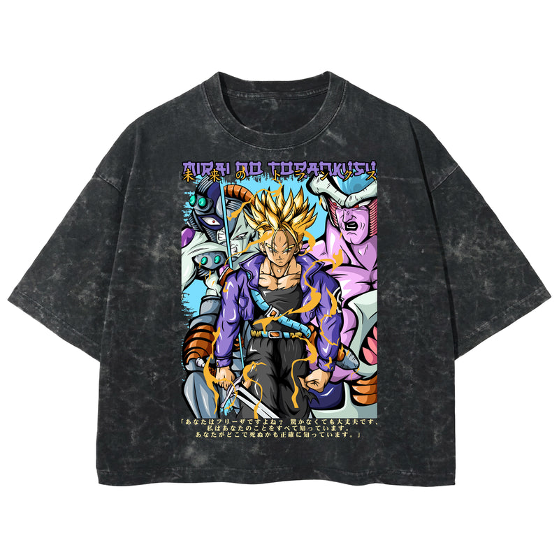 Playera streetwear premium de anime y gaming ExtraLife MX, corte boxy deluxe mineral wash heavyweight en color Acid Wash, moda urbana mexicana de culto.