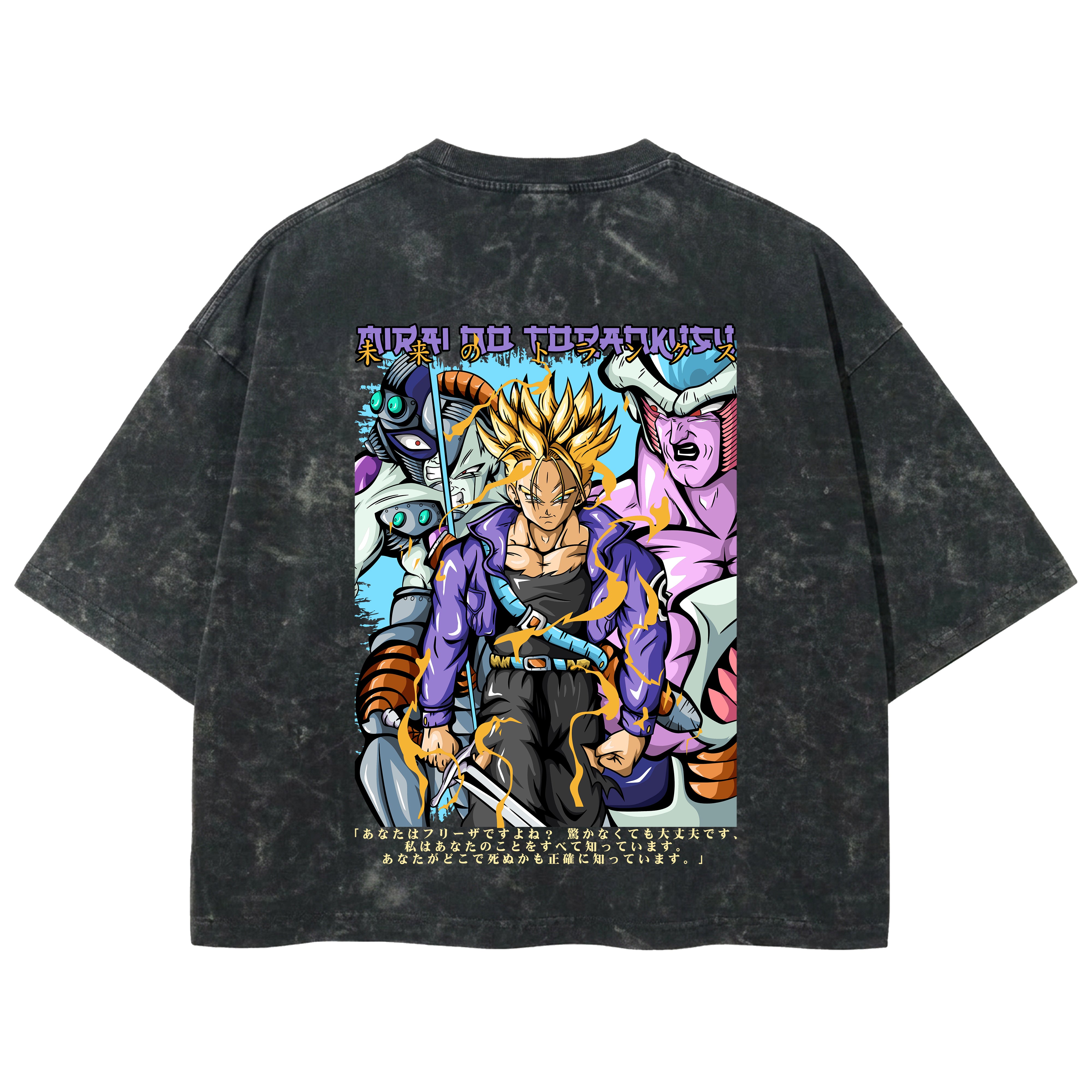 Playera streetwear premium de anime y gaming ExtraLife MX, corte boxy deluxe mineral wash heavyweight en color Acid Wash, moda urbana mexicana de culto.