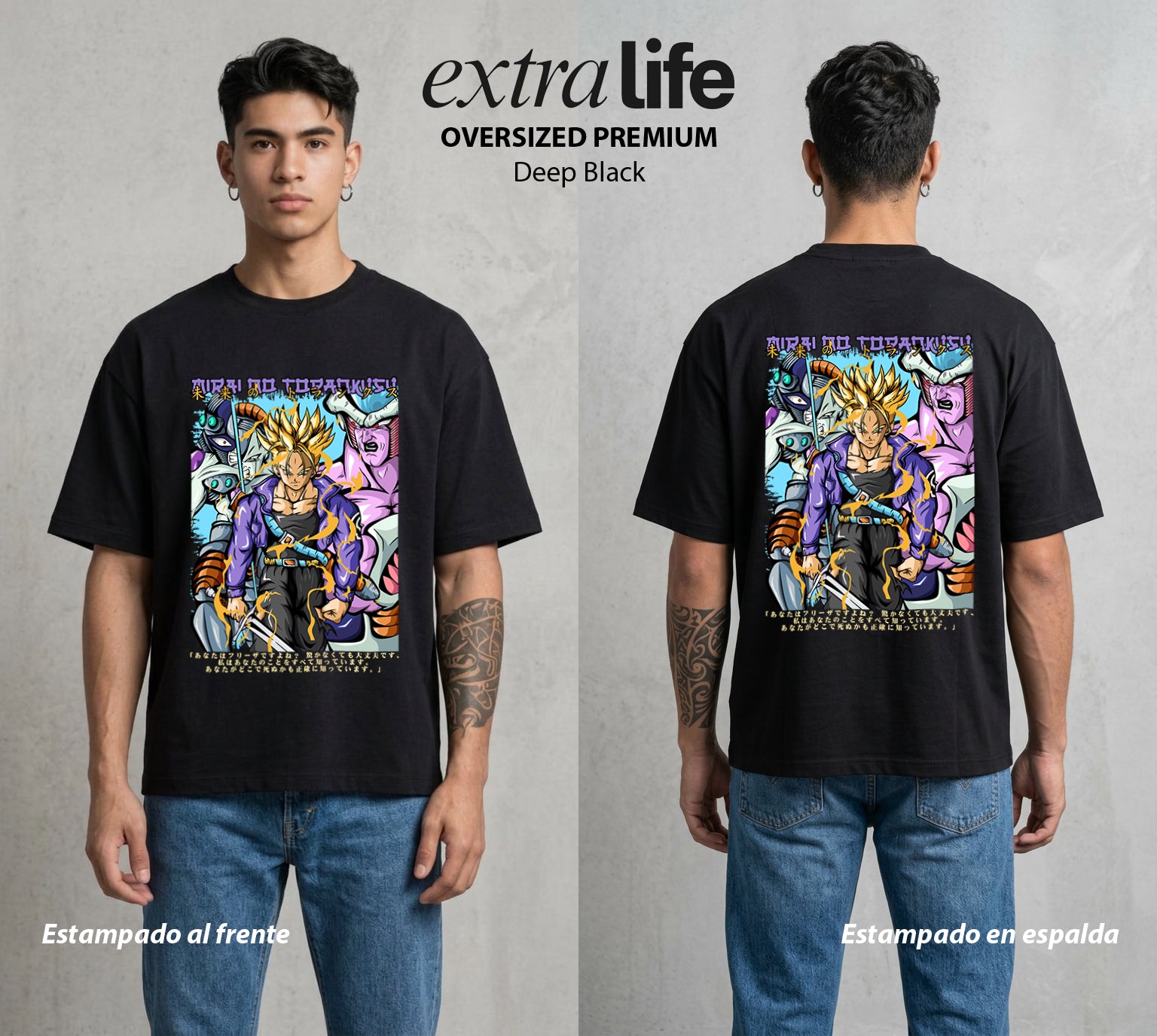 El Poder de las Esferas | El Viajero del Tiempo #00726 - Playera Oversized Premium | Deep Black - Foto en modelo