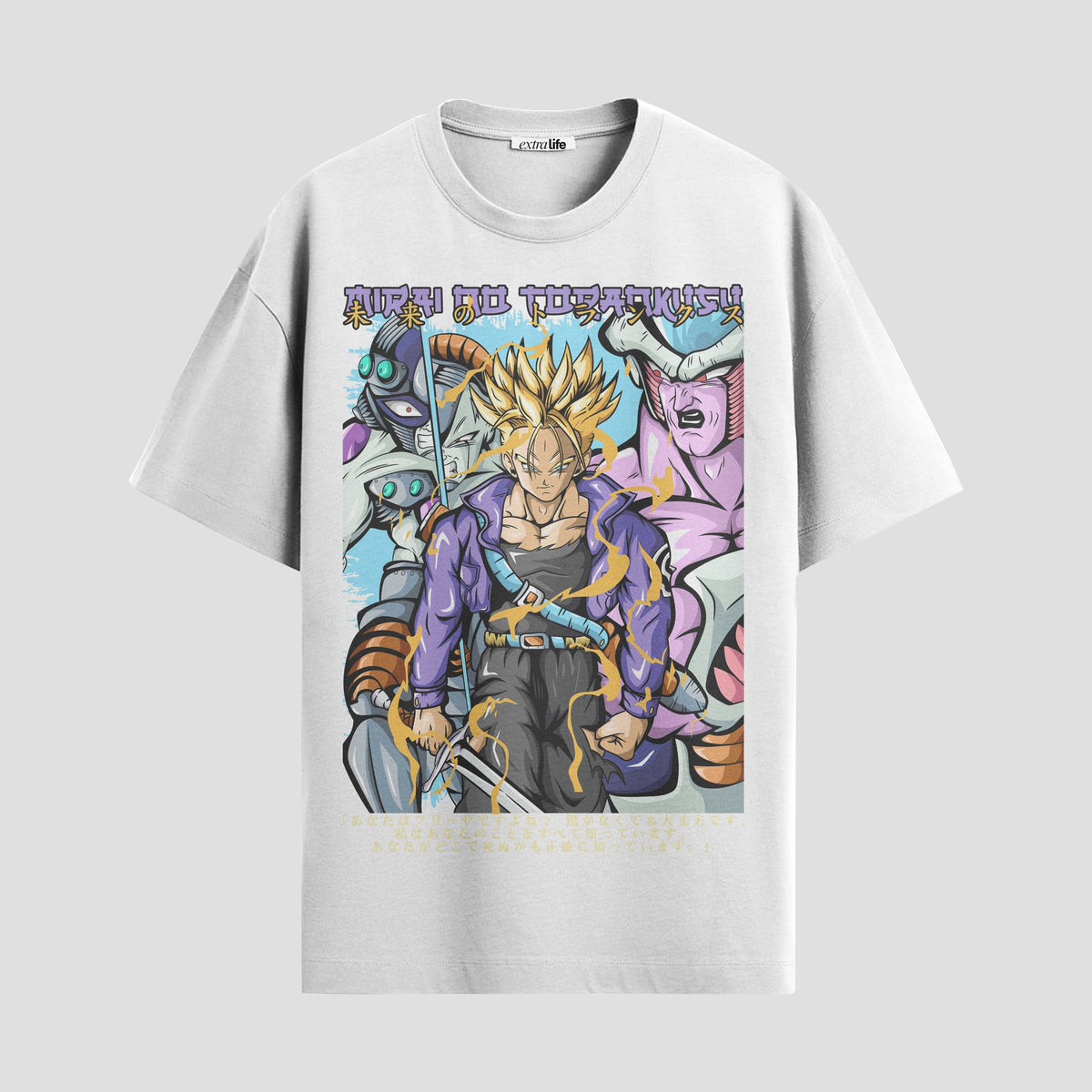 Playera urbana de anime y gaming ExtraLife MX, corte Classic Premium unisex ligero y transpirable en color Deep Black y Pure White, ropa de uso diario para gym y casual.