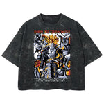Playera streetwear premium de anime y gaming ExtraLife MX, corte boxy deluxe mineral wash heavyweight en color Acid Wash, moda urbana mexicana de culto.