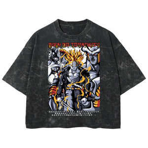 Playera streetwear premium de anime y gaming ExtraLife MX, corte boxy deluxe mineral wash heavyweight en color Acid Wash, moda urbana mexicana de culto.