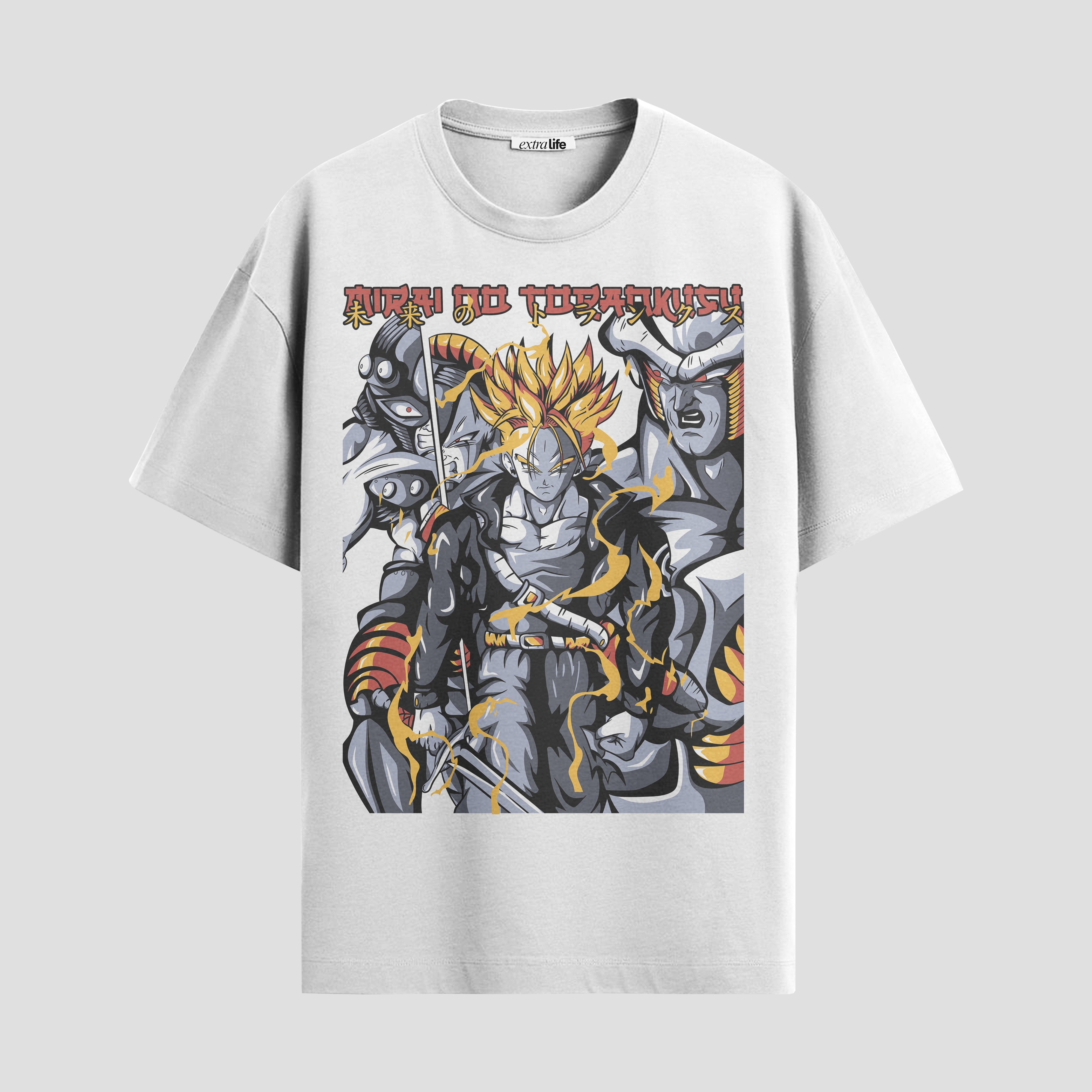 Playera urbana de anime y gaming ExtraLife MX, corte Standard Fit unisex ligero y transpirable en color Deep Black y Pure White, ropa de uso diario para gym y casual.