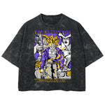 Playera streetwear premium de anime y gaming ExtraLife MX, corte boxy deluxe mineral wash heavyweight en color Acid Wash, moda urbana mexicana de culto.