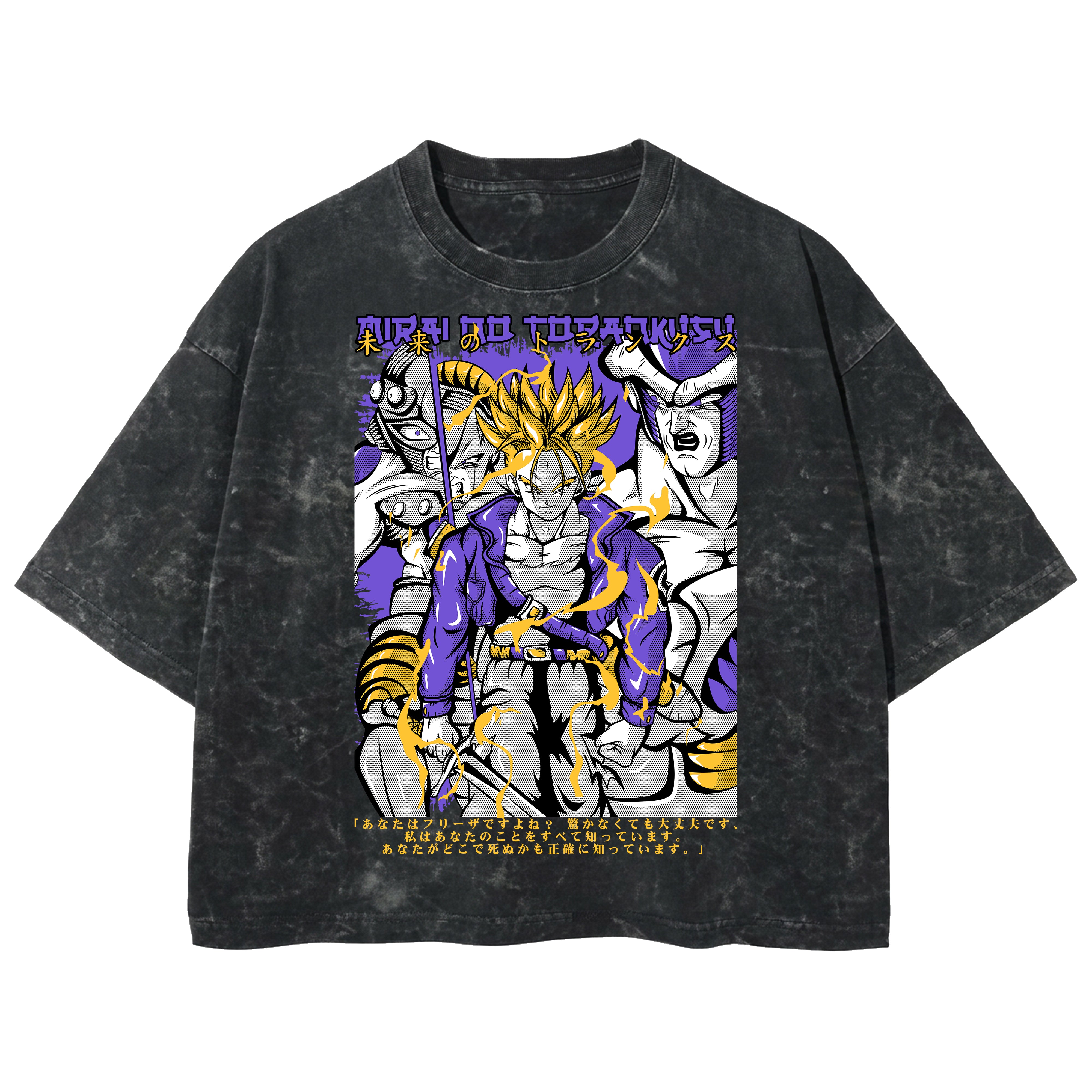 Playera streetwear premium de anime y gaming ExtraLife MX, corte boxy deluxe mineral wash heavyweight en color Acid Wash, moda urbana mexicana de culto.