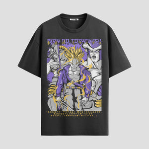 Playera urbana de anime y gaming ExtraLife MX, corte Standard Fit unisex ligero y transpirable en color Deep Black y Pure White, ropa de uso diario para gym y casual.