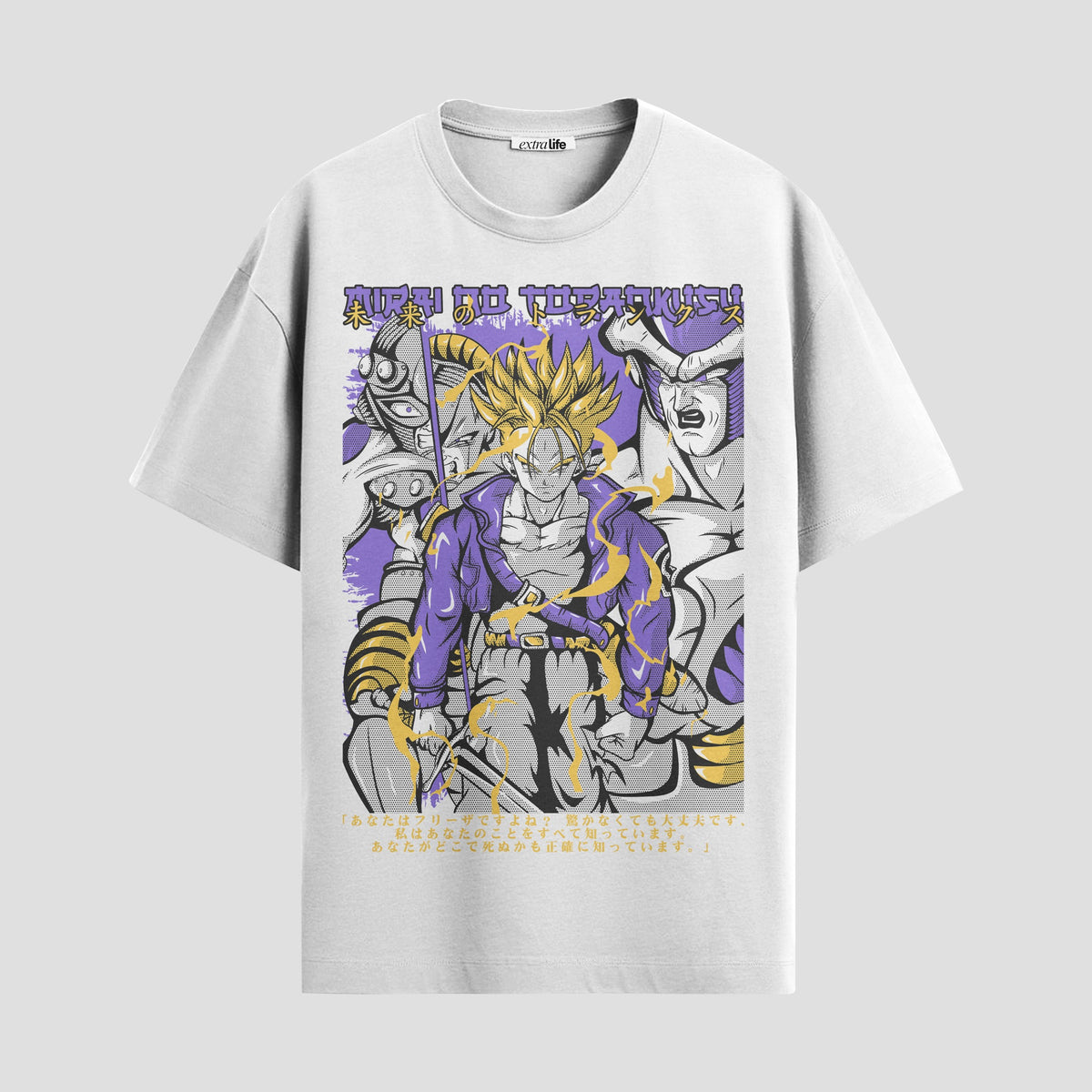 Playera urbana de anime y gaming ExtraLife MX, corte Classic Premium unisex ligero y transpirable en color Deep Black y Pure White, ropa de uso diario para gym y casual.