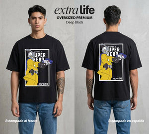 El Poder de las Esferas | Los Androides del Bien #00730 - Playera Oversized Premium | Deep Black - Foto en modelo