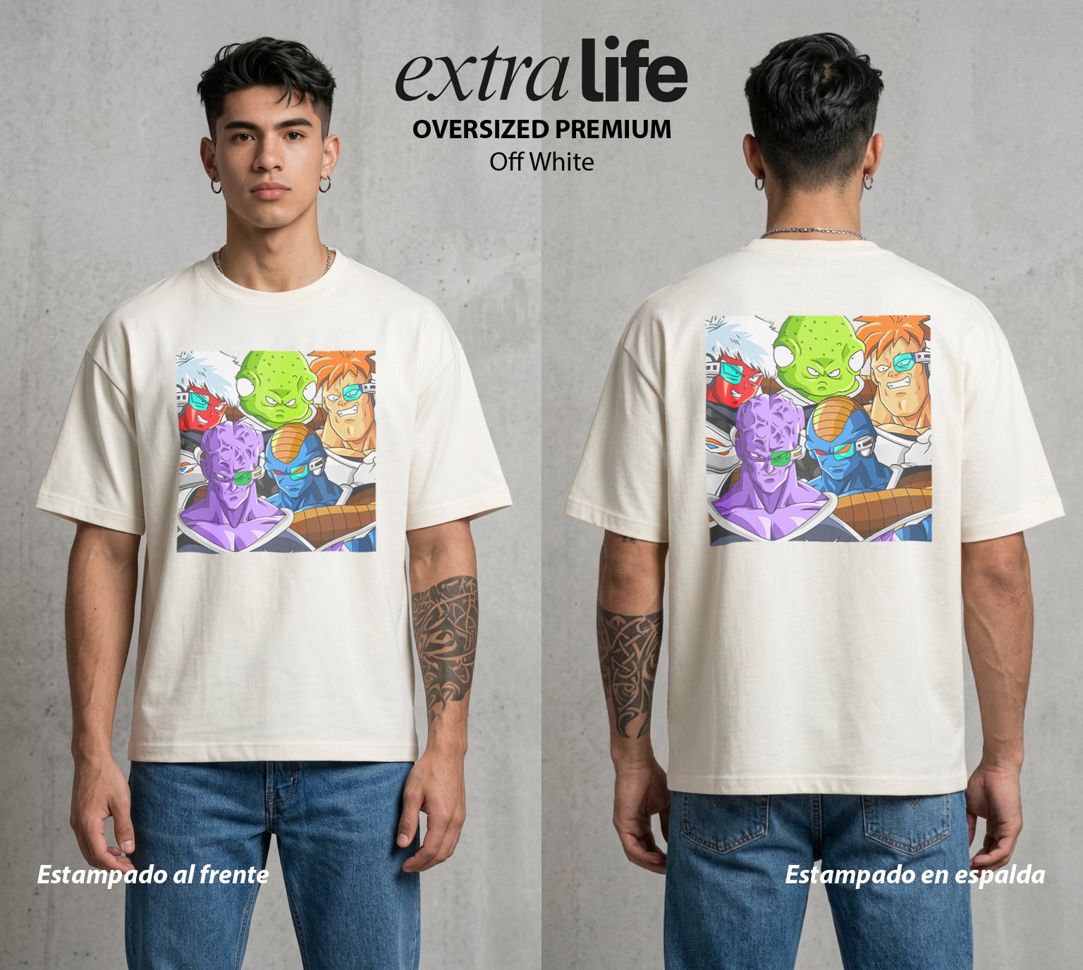 El Poder de las Esferas | El Capitan del Cambio #00734 - Playera Oversized Premium | Off White - Foto en modelo