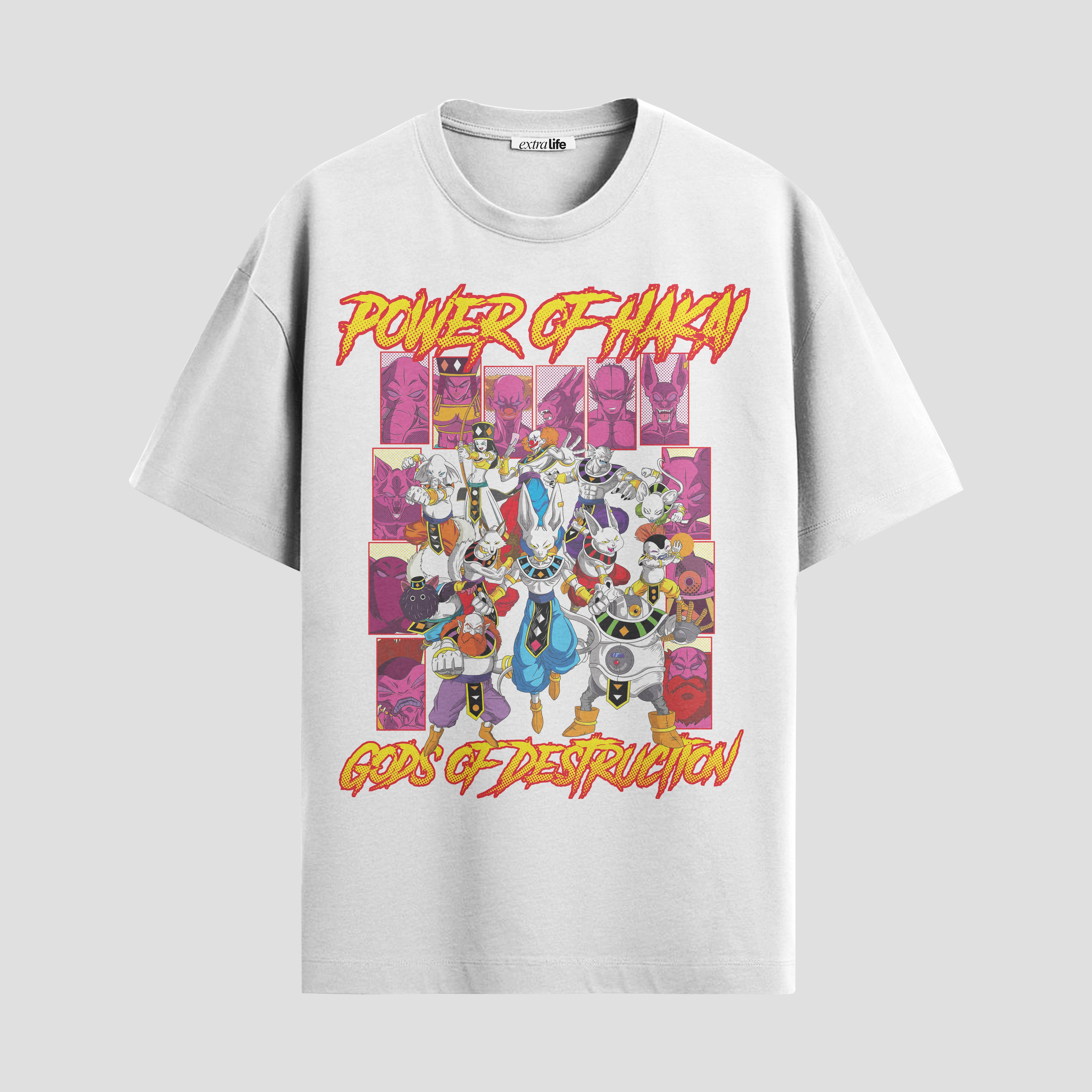 Playera urbana de anime y gaming ExtraLife MX, corte Standard Fit unisex ligero y transpirable en color Deep Black y Pure White, ropa de uso diario para gym y casual.