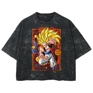 Playera streetwear premium de anime y gaming ExtraLife MX, corte boxy deluxe mineral wash heavyweight en color Acid Wash, moda urbana mexicana de culto.