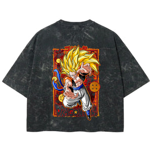 Playera streetwear premium de anime y gaming ExtraLife MX, corte boxy deluxe mineral wash heavyweight en color Acid Wash, moda urbana mexicana de culto.