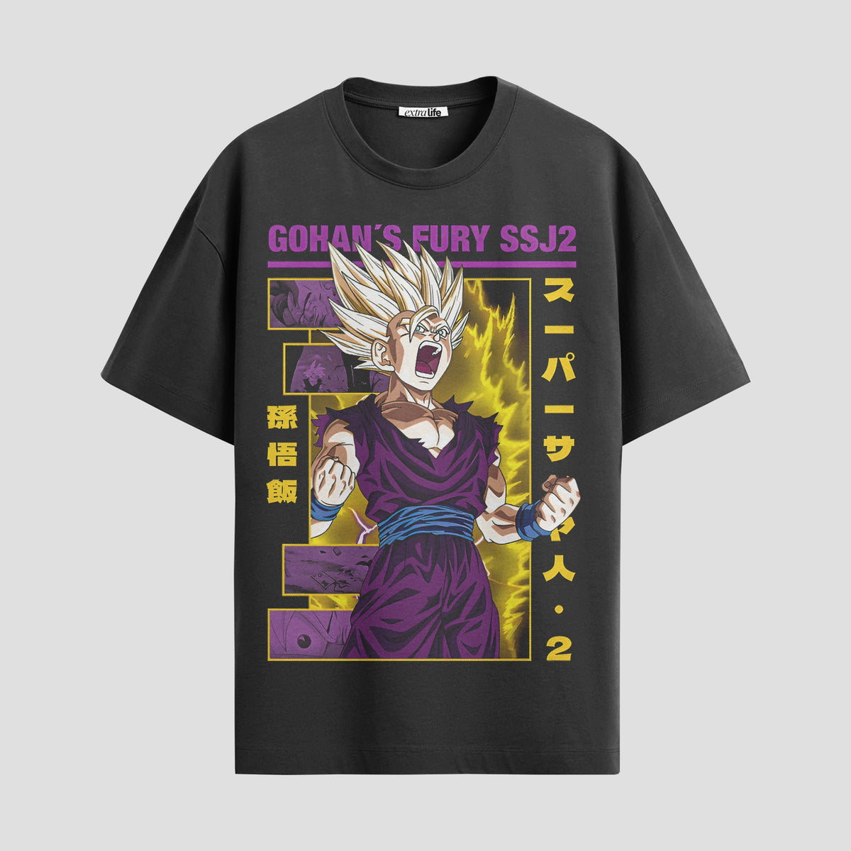 Playera urbana de anime y gaming ExtraLife MX, corte Classic Premium unisex ligero y transpirable en color Deep Black y Pure White, ropa de uso diario para gym y casual.