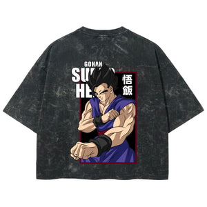 Playera streetwear premium de anime y gaming ExtraLife MX, corte boxy deluxe mineral wash heavyweight en color Acid Wash, moda urbana mexicana de culto.