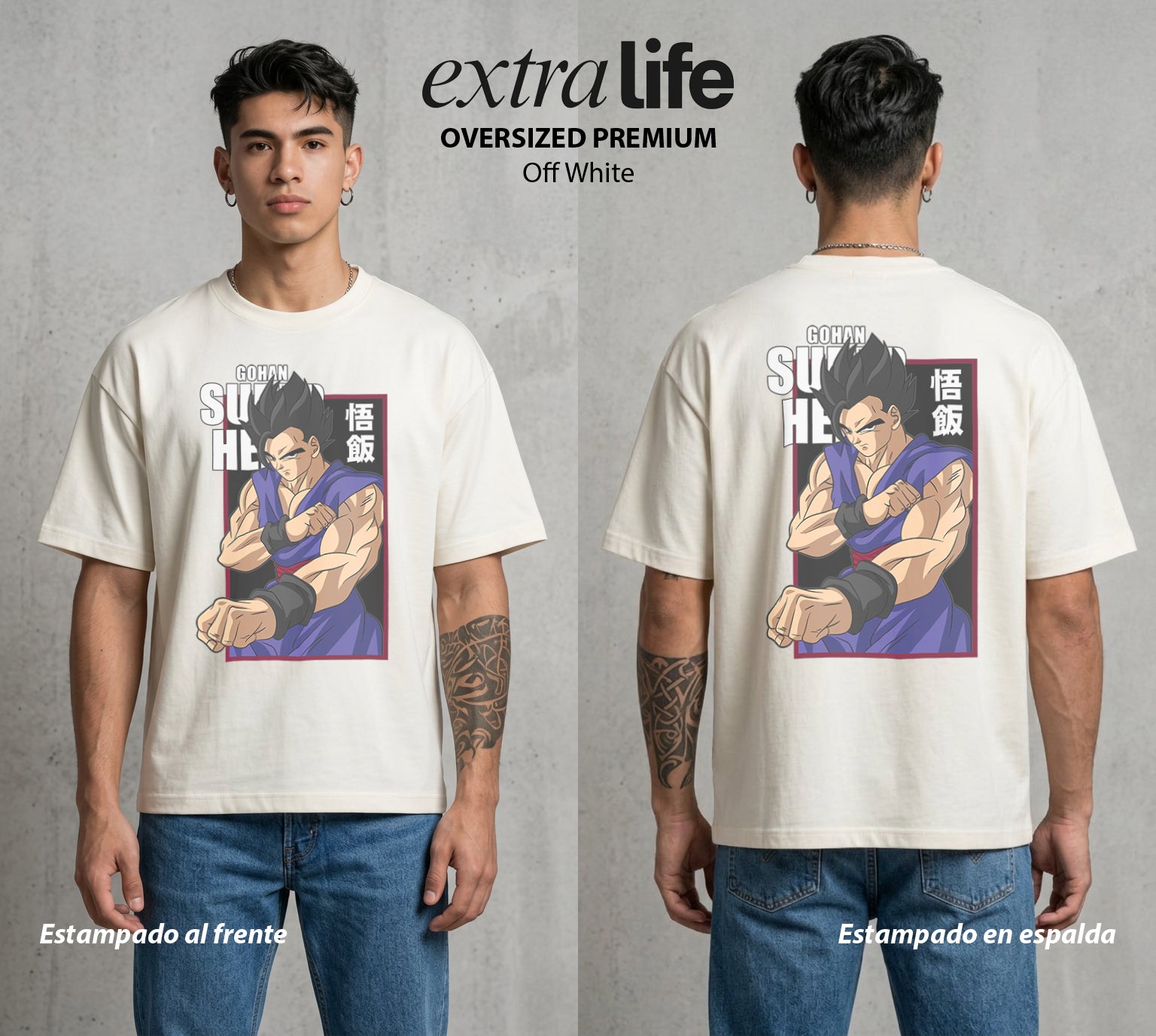 El Poder de las Esferas | La Bestia Interior #00740 - Playera Oversized Premium | Off White - Foto en modelo