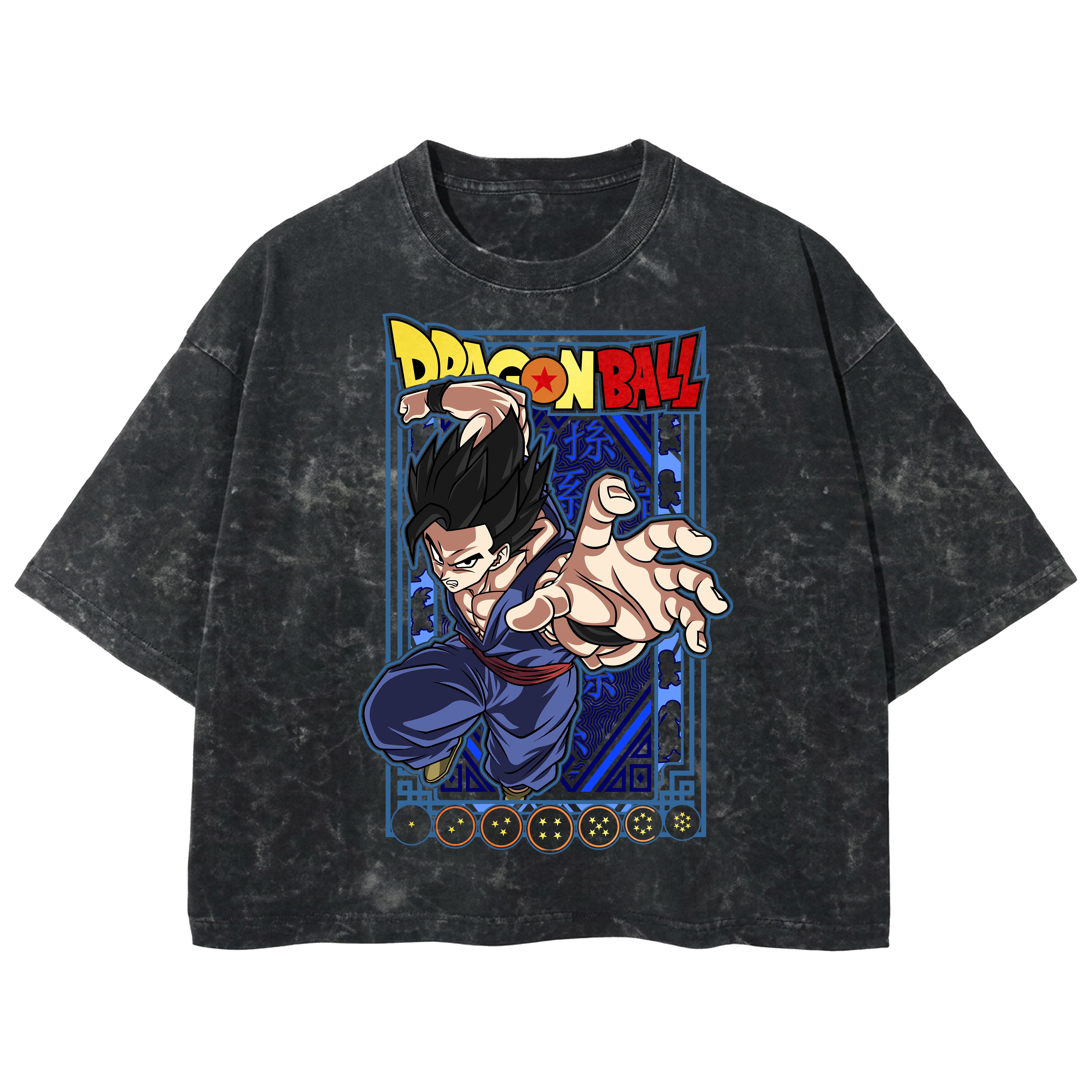 Playera streetwear premium de anime y gaming ExtraLife MX, corte boxy deluxe mineral wash heavyweight en color Acid Wash, moda urbana mexicana de culto.