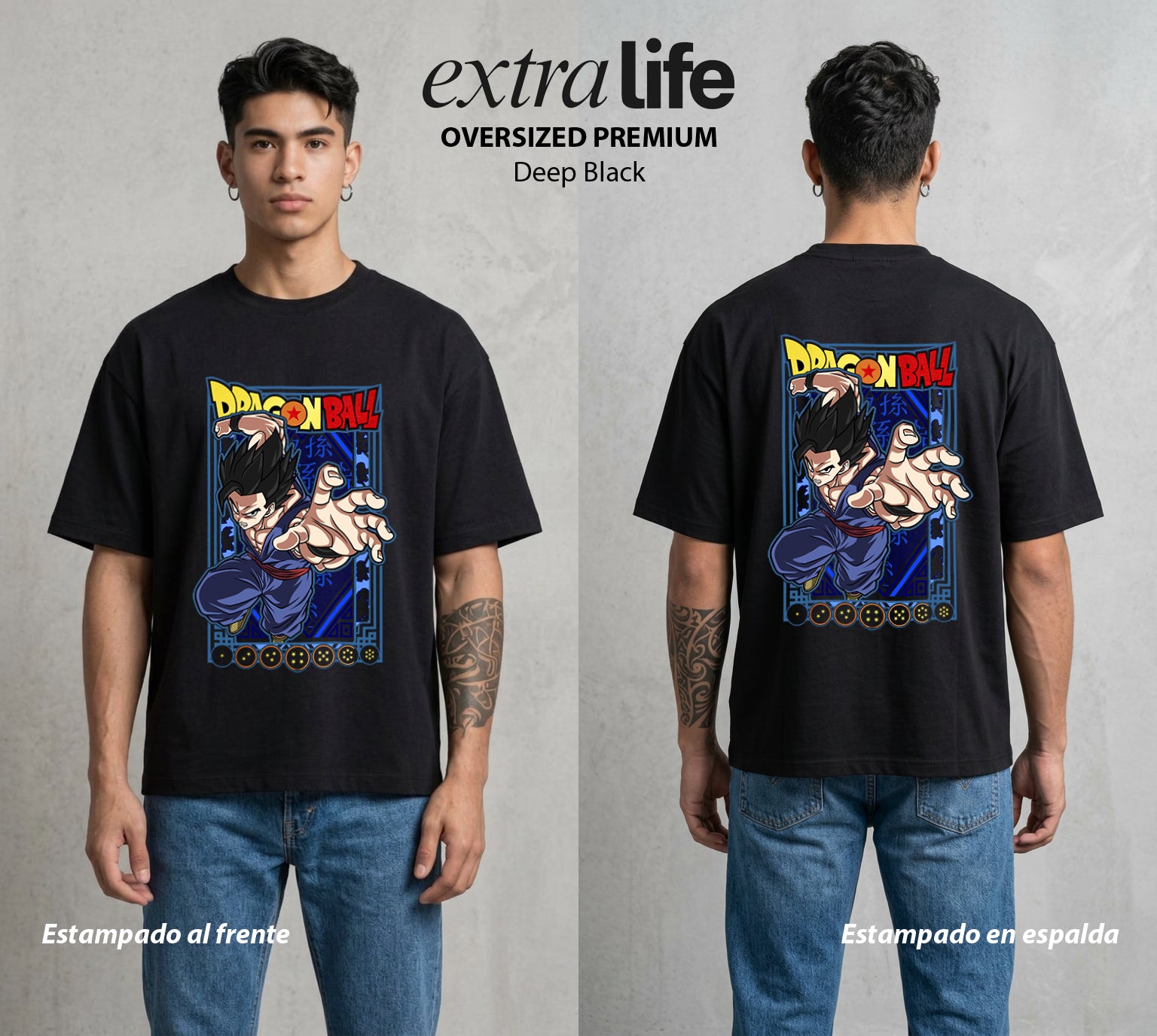 El Poder de las Esferas | Potencial sin Limite #00741 - Playera Oversized Premium | Deep Black - Foto en modelo