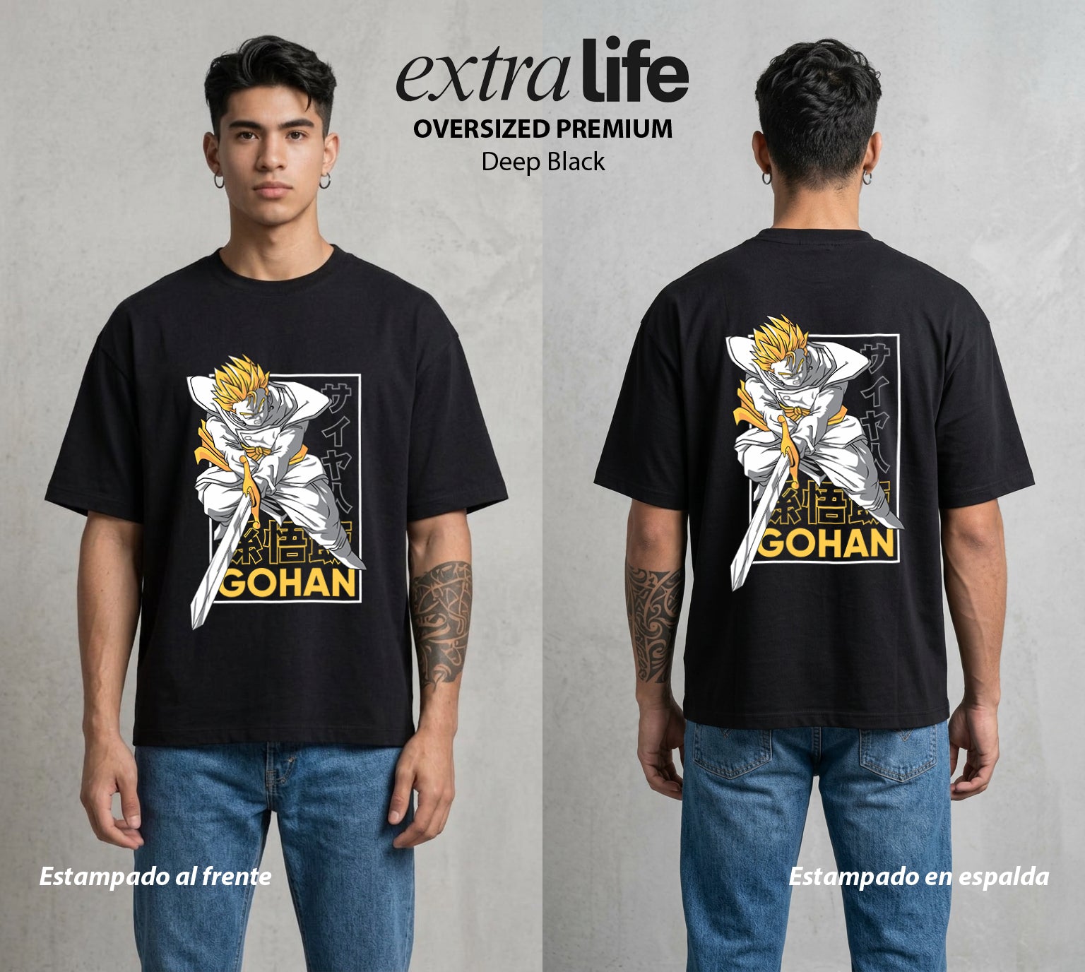 El Poder de las Esferas | El Heredero del Poder #00742 - Playera Oversized Premium | Deep Black - Foto en modelo