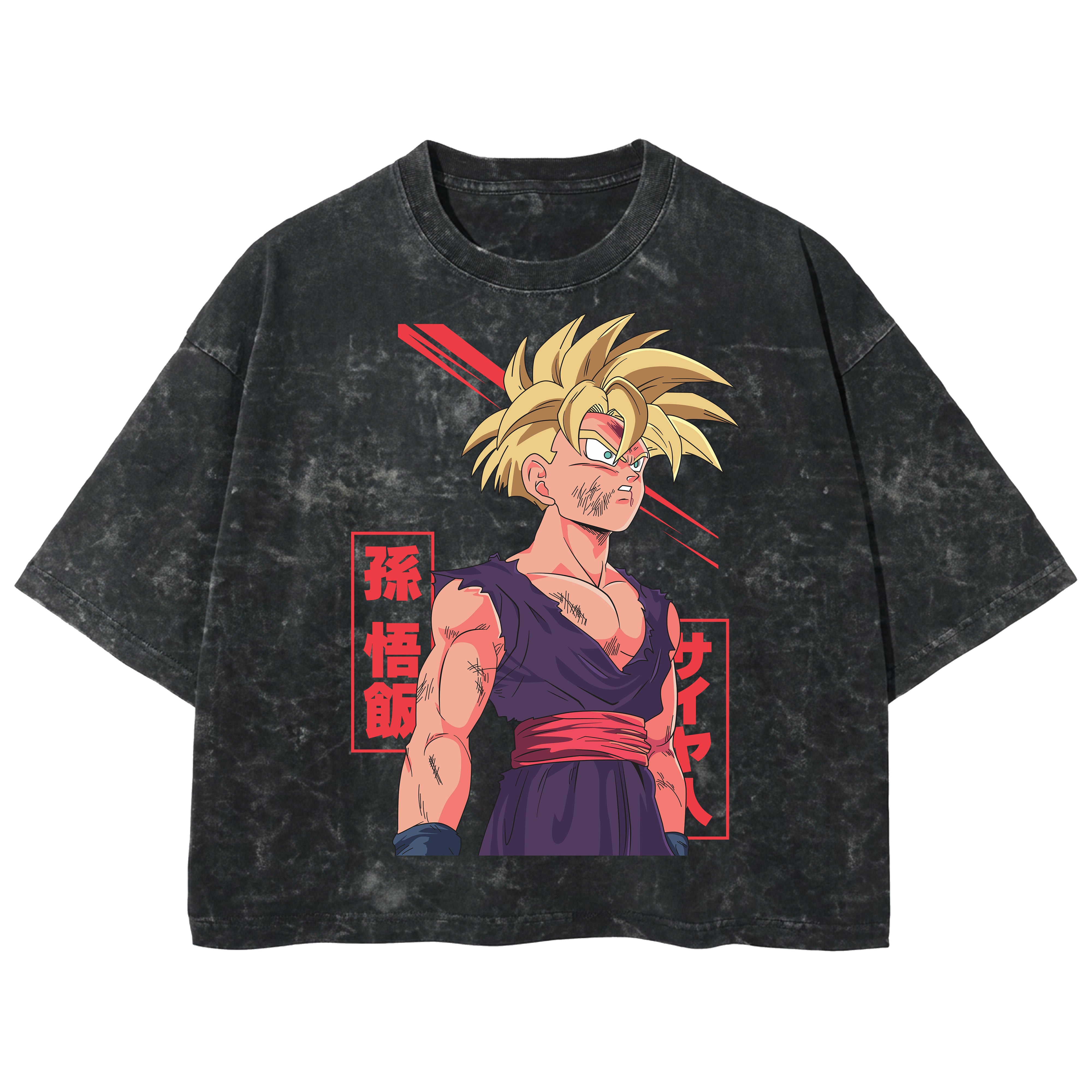 Playera streetwear premium de anime y gaming ExtraLife MX, corte boxy deluxe mineral wash heavyweight en color Acid Wash, moda urbana mexicana de culto.