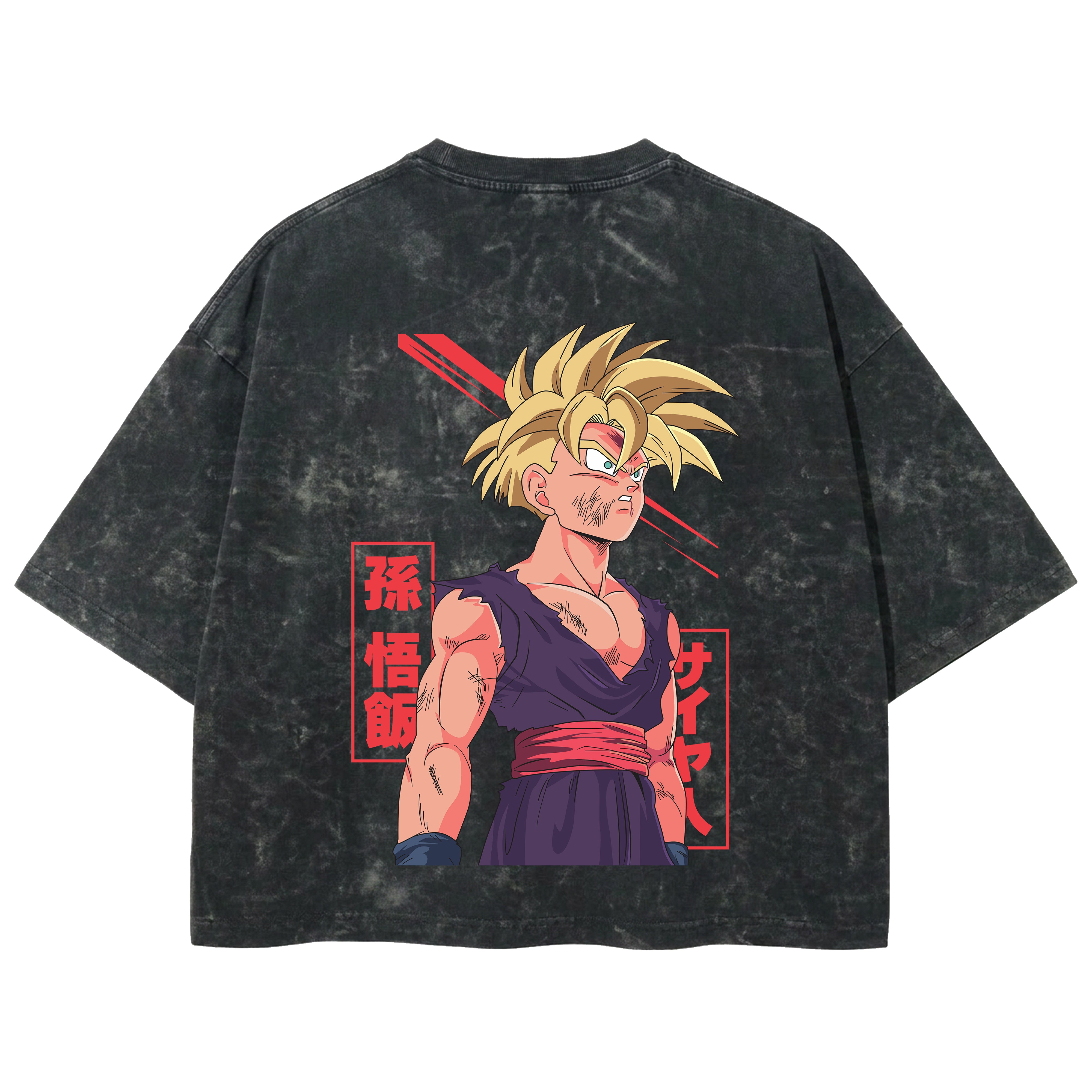Playera streetwear premium de anime y gaming ExtraLife MX, corte boxy deluxe mineral wash heavyweight en color Acid Wash, moda urbana mexicana de culto.