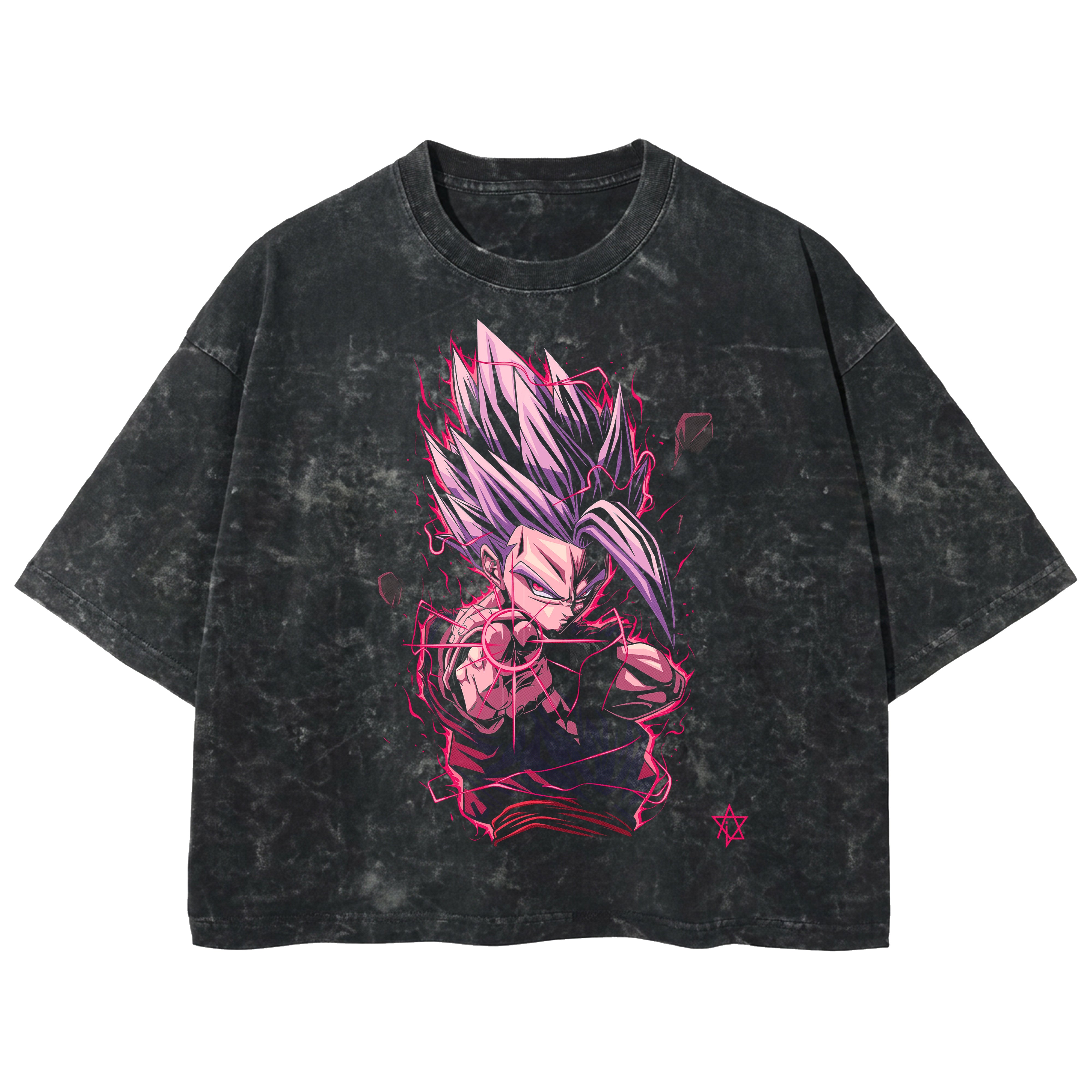 Playera streetwear premium de anime y gaming ExtraLife MX, corte boxy deluxe mineral wash heavyweight en color Acid Wash, moda urbana mexicana de culto.