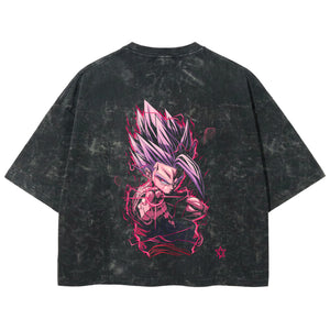 Playera streetwear premium de anime y gaming ExtraLife MX, corte boxy deluxe mineral wash heavyweight en color Acid Wash, moda urbana mexicana de culto.