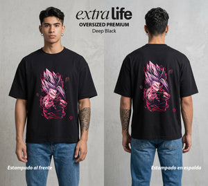 El Poder de las Esferas | El Hijo del Guerrero #00744 - Playera Oversized Premium | Deep Black - Foto en modelo