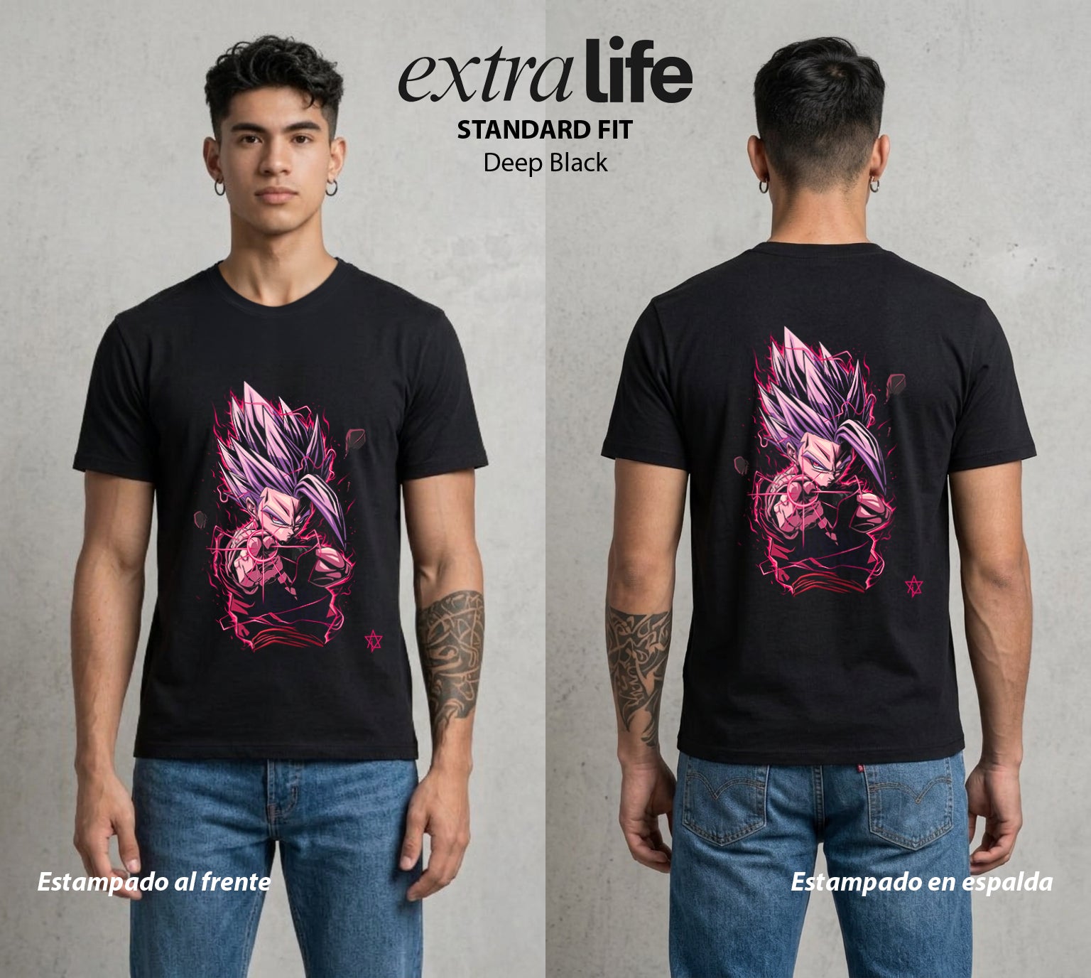 El Poder de las Esferas | El Hijo del Guerrero #00744 - Playera Standard Fit | Deep Black - Foto en modelo
