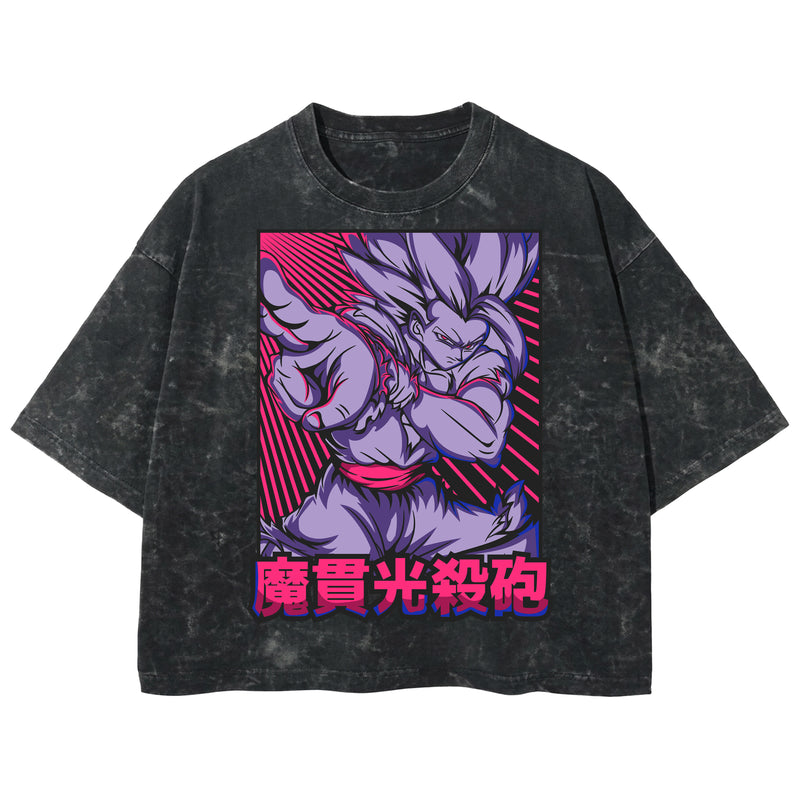 Playera streetwear premium de anime y gaming ExtraLife MX, corte boxy deluxe mineral wash heavyweight en color Acid Wash, moda urbana mexicana de culto.