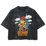 Playera streetwear premium de anime y gaming ExtraLife MX, corte boxy deluxe mineral wash heavyweight en color Acid Wash, moda urbana mexicana de culto.