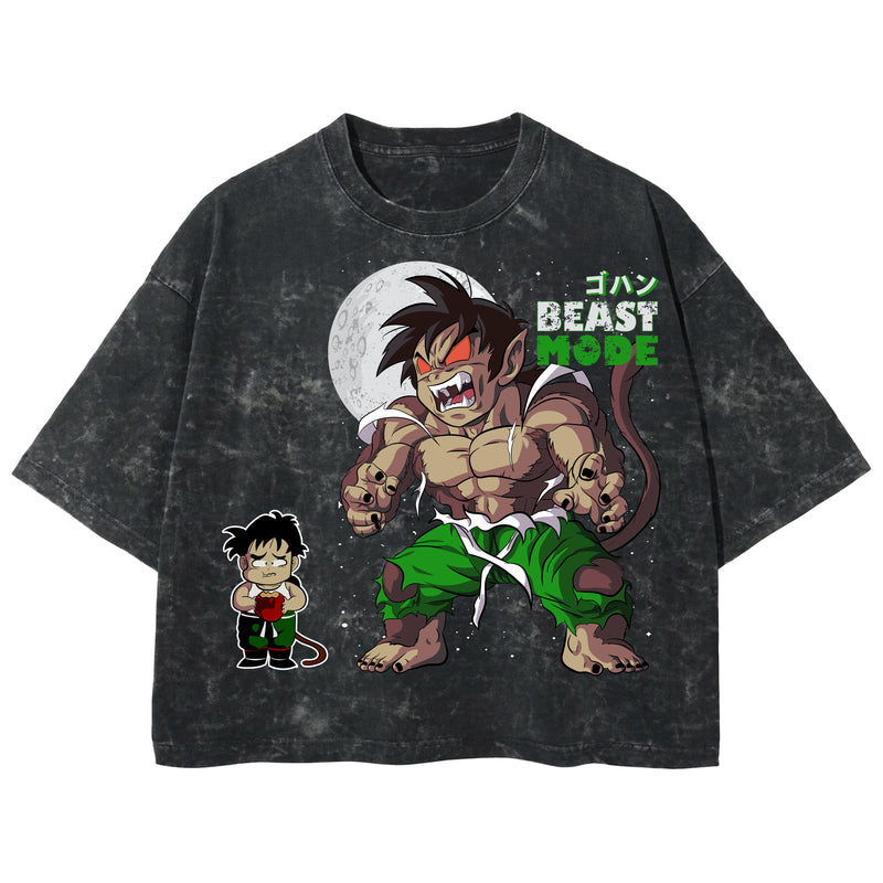 Playera streetwear premium de anime y gaming ExtraLife MX, corte boxy deluxe mineral wash heavyweight en color Acid Wash, moda urbana mexicana de culto.