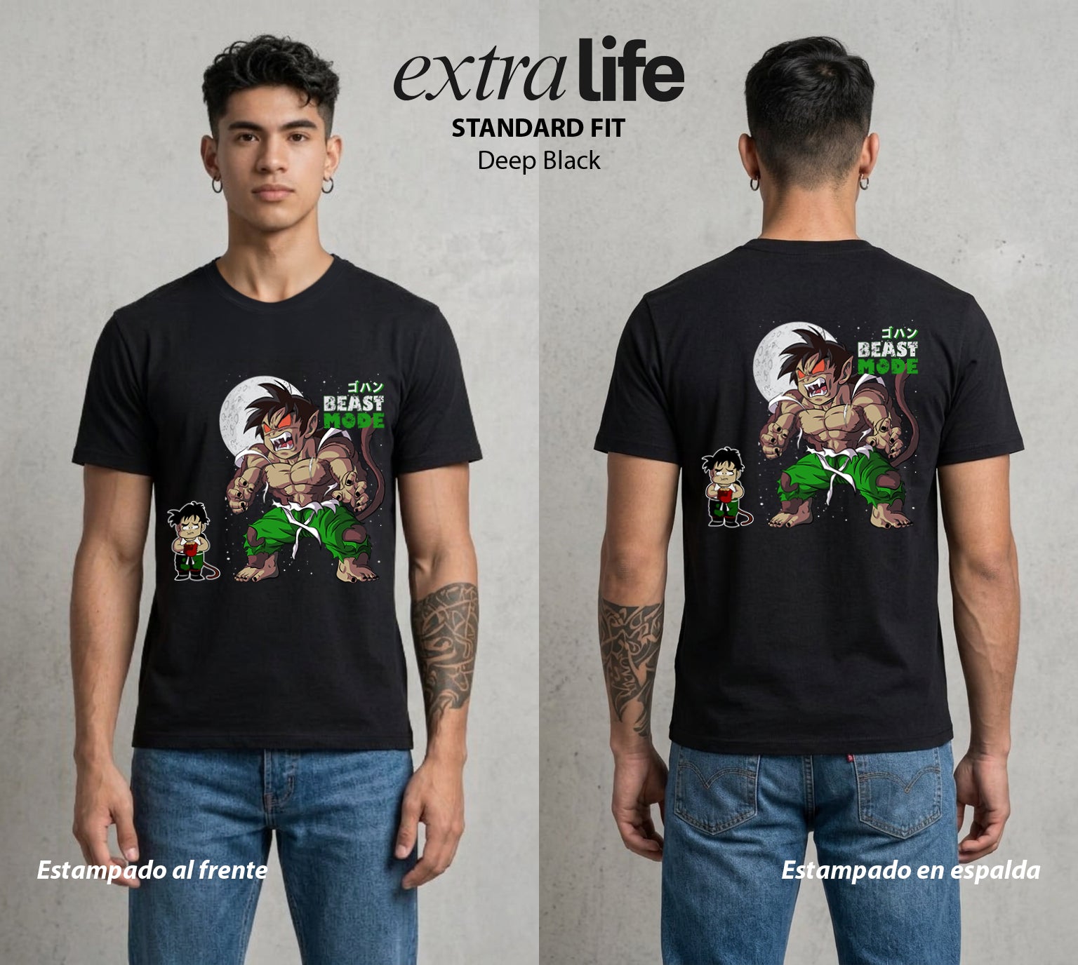 El Poder de las Esferas | El Hijo del Guerrero #00748 - Playera Standard Fit | Deep Black - Foto en modelo