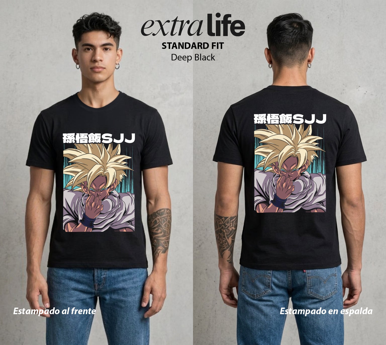 El Poder de las Esferas | El Hijo del Guerrero #00749 - Playera Standard Fit | Deep Black - Foto en modelo