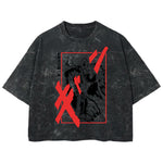 Playera streetwear premium de anime y gaming ExtraLife MX, corte boxy deluxe mineral wash heavyweight en color Acid Wash, moda urbana mexicana de culto.