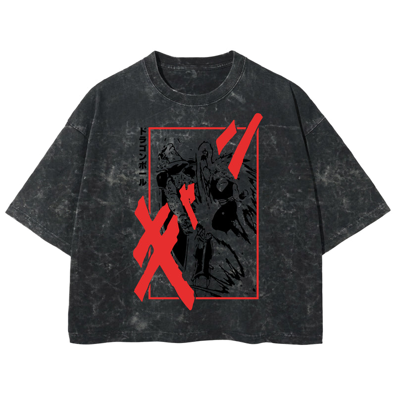 Playera streetwear premium de anime y gaming ExtraLife MX, corte boxy deluxe mineral wash heavyweight en color Acid Wash, moda urbana mexicana de culto.
