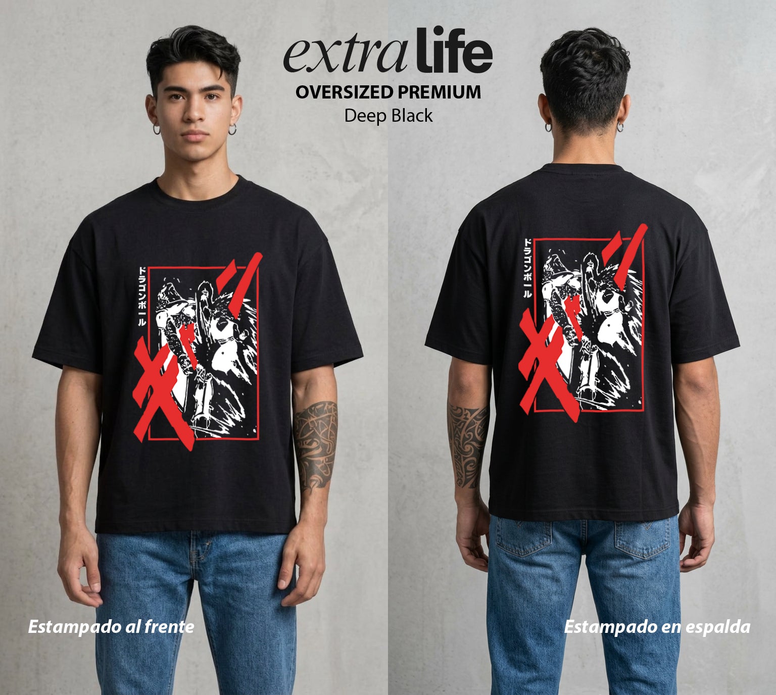 El Poder de las Esferas | La Criatura Perfecta #00751 - Playera Oversized Premium | Deep Black - Foto en modelo