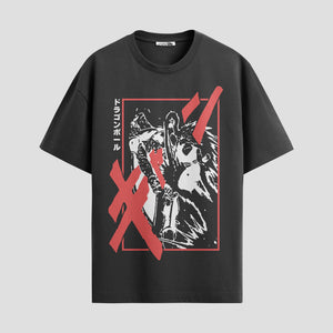 Playera urbana de anime y gaming ExtraLife MX, corte Standard Fit unisex ligero y transpirable en color Deep Black y Pure White, ropa de uso diario para gym y casual.