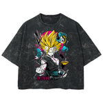 Playera streetwear premium de anime y gaming ExtraLife MX, corte boxy deluxe mineral wash heavyweight en color Acid Wash, moda urbana mexicana de culto.