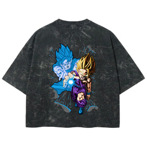 Playera streetwear premium de anime y gaming ExtraLife MX, corte boxy deluxe mineral wash heavyweight en color Acid Wash, moda urbana mexicana de culto.