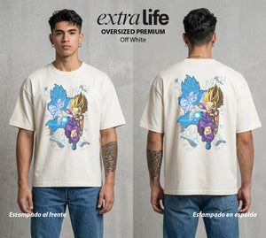 El Poder de las Esferas | Guerrero de las Estrellas #00753 - Playera Oversized Premium | Off White - Foto en modelo