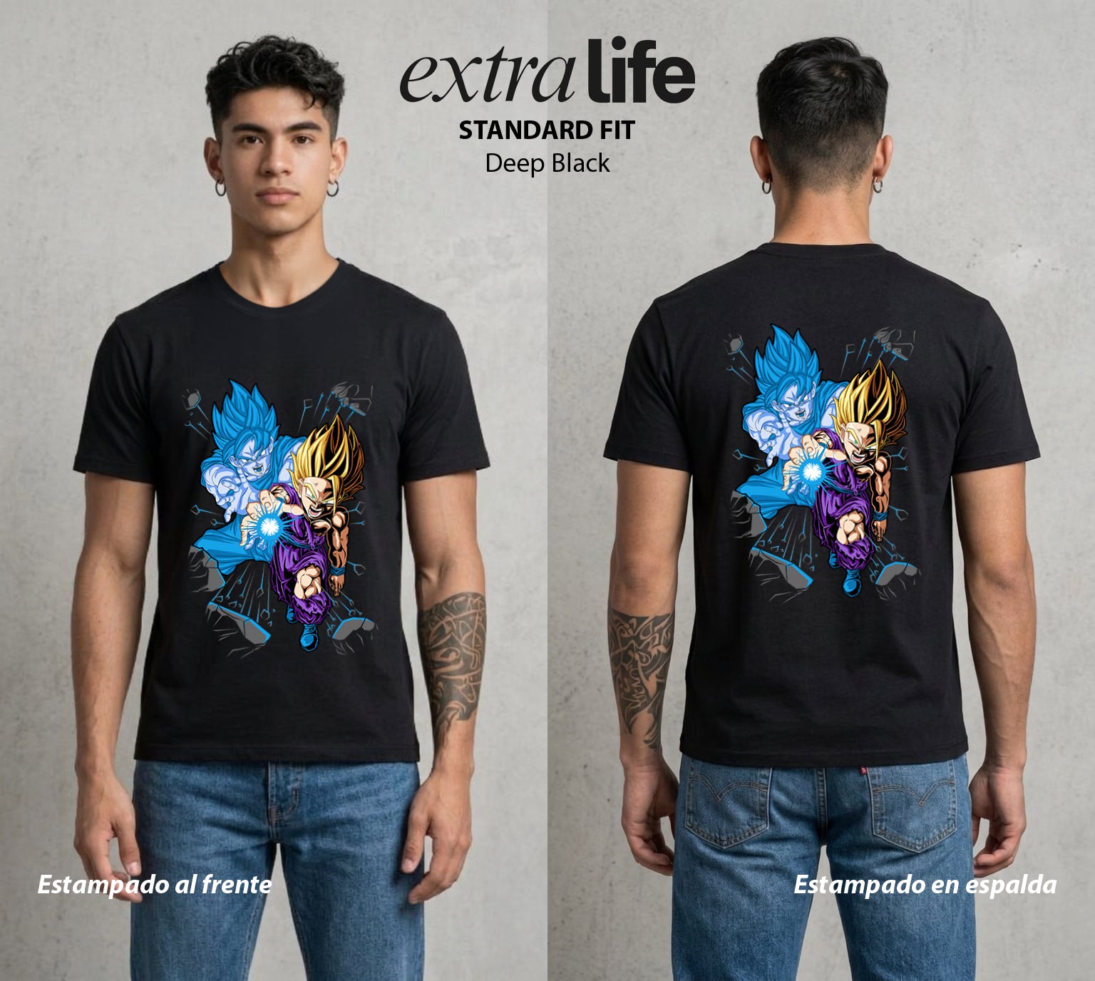 El Poder de las Esferas | Guerrero de las Estrellas #00753 - Playera Standard Fit | Deep Black - Foto en modelo