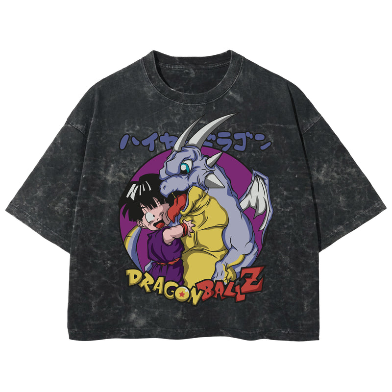 Playera streetwear premium de anime y gaming ExtraLife MX, corte boxy deluxe mineral wash heavyweight en color Acid Wash, moda urbana mexicana de culto.
