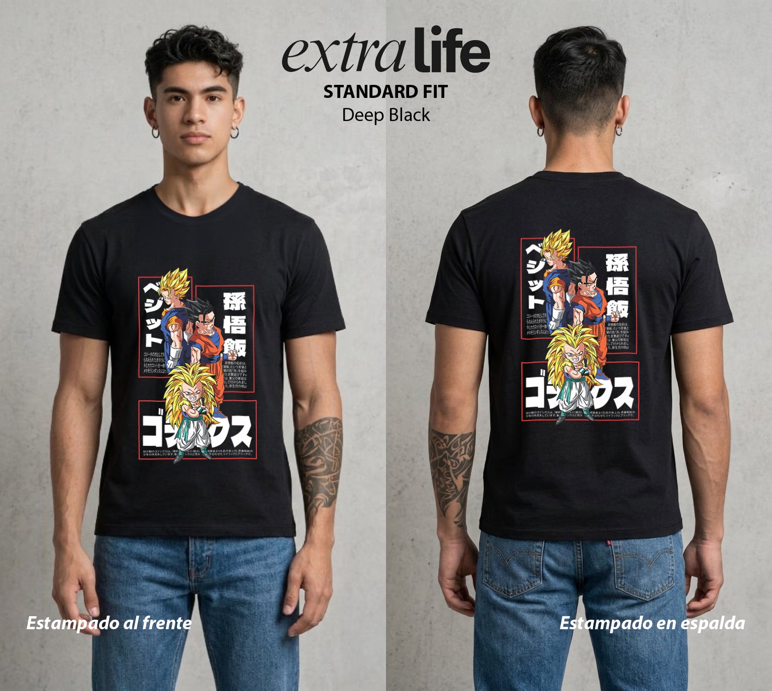 El Poder de las Esferas | El Fusionado Supremo #00758 - Playera Standard Fit | Deep Black - Foto en modelo