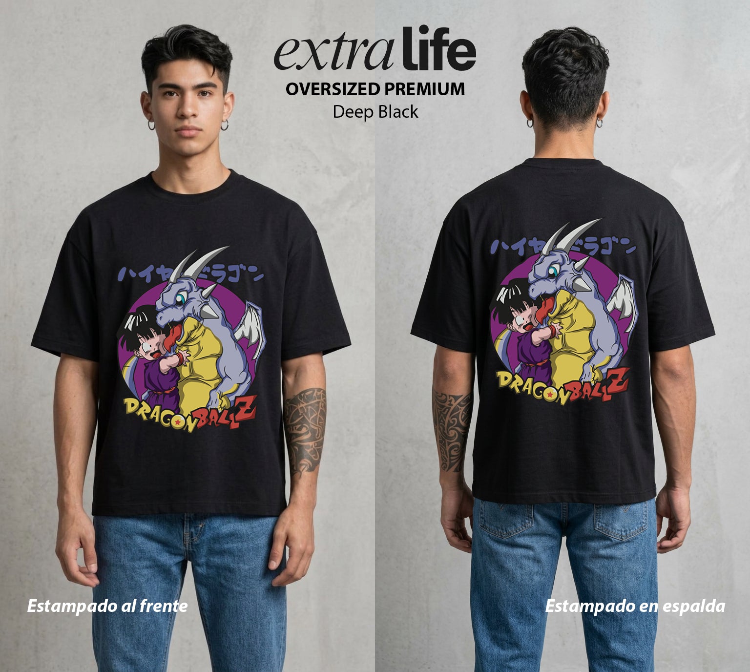 El Poder de las Esferas | La Bestia Despierta #00759 - Playera Oversized Premium | Deep Black - Foto en modelo